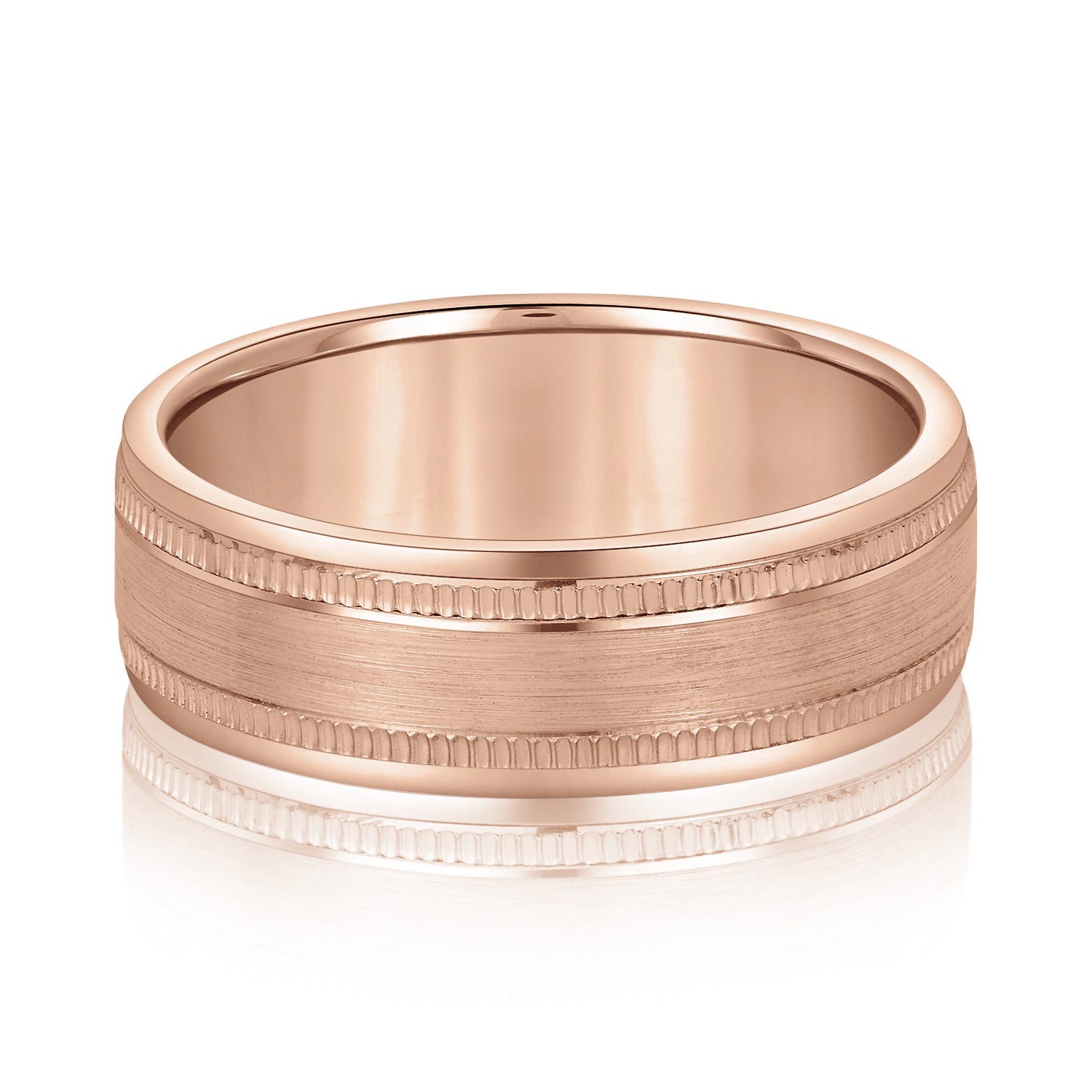 Men's Center Brushed Double Grooved Wedding Band-VIRABYANI